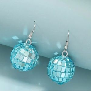 Blue Disco Ball Earrings Pretty & Blingy Brand Pair of New Disco Ball Earrings
